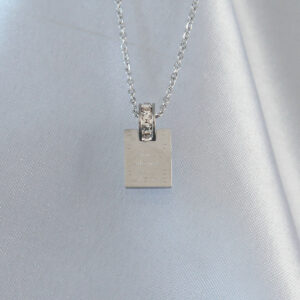 316L Çelik Zincir Gümüş Renk Zirkon Taşlı Aşk Mektubu Kolye BKO8908