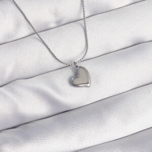 316L Çelik Gümüş Renk Minimal Kalp Tasarımlı Kolye BKO8925