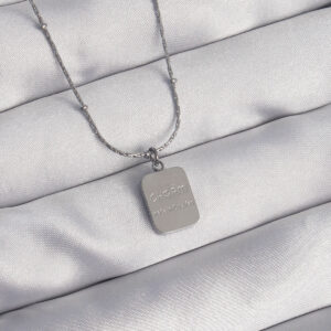 316L Çelik Gümüş Renk Kare Charm Model Kolye BKO8927