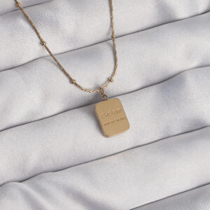 316L Çelik Gold Renk Kare Charm Model Kolye BKO8928