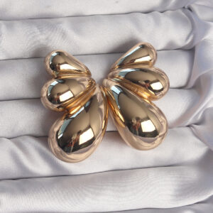 Pirinç Gold Renk İri Bombeli Kelebek Küpe BKP9111