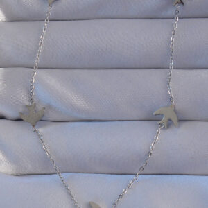 316L Çelik Gümüş Renk Kuş Model Kolye BKO8942