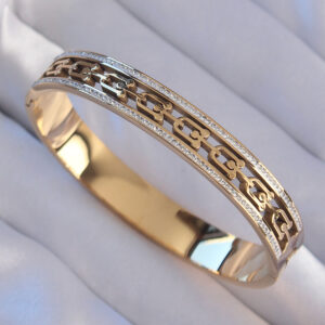 316L Çelik Gold Renk Zirkon Taşlı Model Kelepçe BB6188