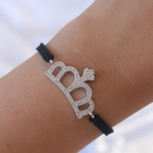 Gümüş Renk Zirkon Taşlı Taç Figür Makrome Bileklik BB6215