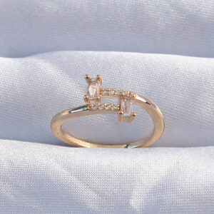 Pirinç Gold Renk Zirkon Taşlı Geometrik Ayarlanabilir Yüzük BYK3239