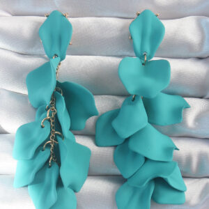 Pirinç Turkuaz Renk Sallantılı Yaprak Model Küpe BKP9183