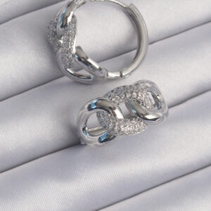 Pirinç Gümüş Renk Zirkon Taşlı Samanyolu Küpe BKP9199