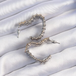 Pirinç Gold Gümüş Renkli Tırtıklı Kalp Küpe BKP9227