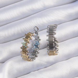 Pirinç Gold Gümüş Renkli Tırtıklı Halka Küpe BKP9228