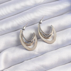 Pirinç Gold Gümüş Renkli Düz Plaka Halka Küpe BKP9229