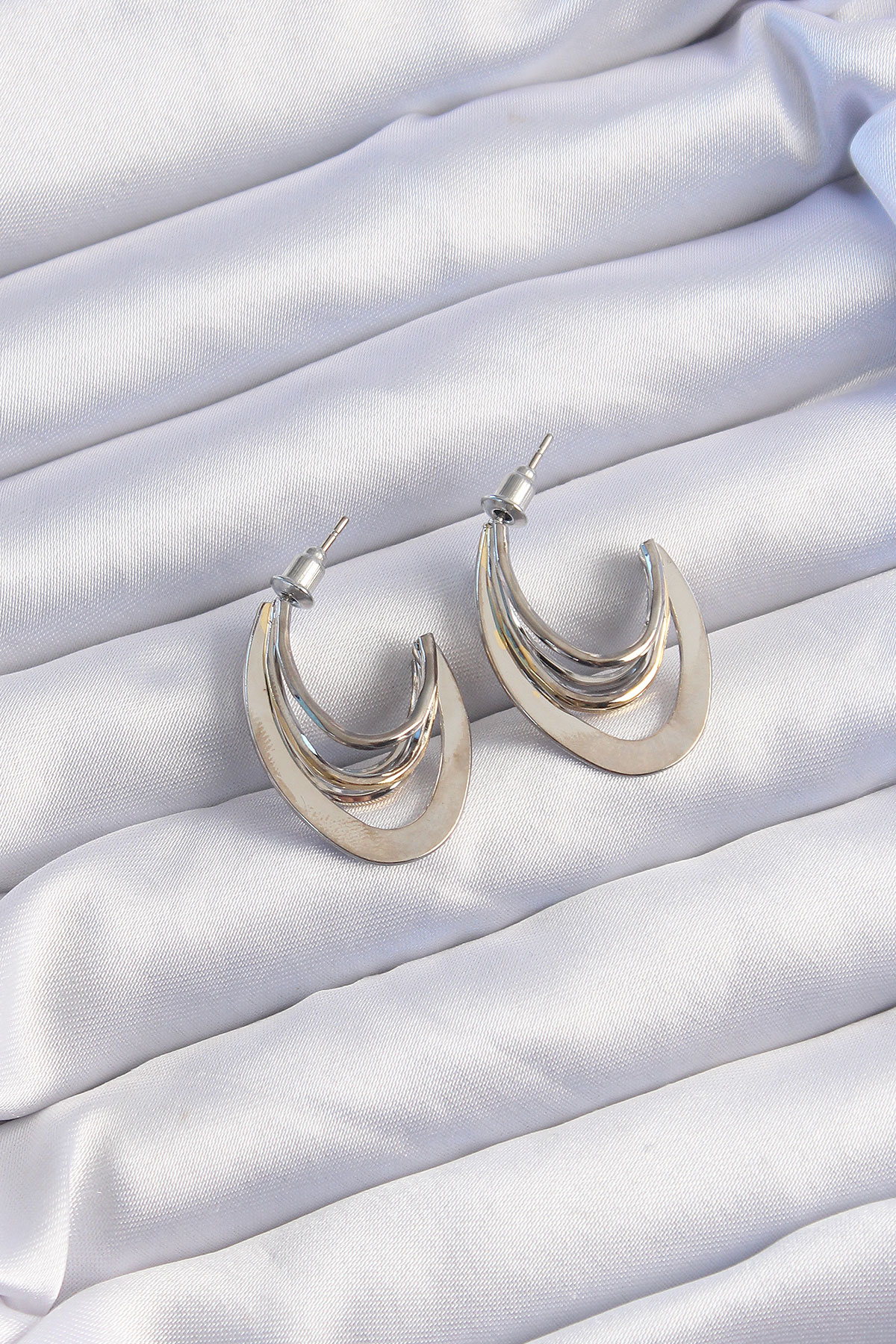 Pirinç Gold Gümüş Renkli Düz Plaka Halka Küpe BKP9229