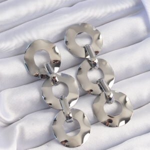 Pirinç Gümüş Renk Oval Ayna Model Sallantılı Küpe BKP9251