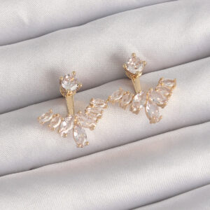 Pirinç Gold Renk Zirkon Taşlı V Model Küpe BKP9291