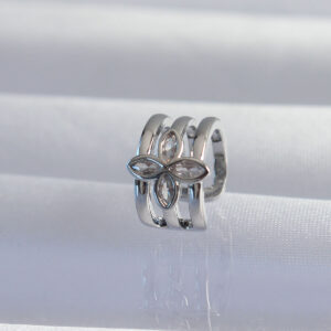 Pirinç Gümüş Renk Yonca Earcuff Küpe BKP9330