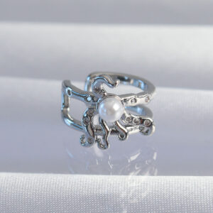 Pirinç Gümüş Renk İncili Ahtapot Earcuff Küpe BKP9332