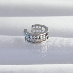 Pirinç Gümüş Renk İncili Baget Taşlı Earcuff Küpe BKP9338