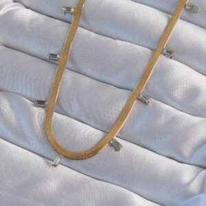 316L Çelik Gold Renk Baget Taşlı İtalyan Zincir Kolye BKO8994