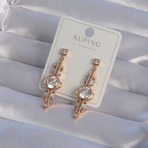 XUPİNG Rose Renk Zirkon Taşlı Geometrik Sallantılı Küpe BKP9355