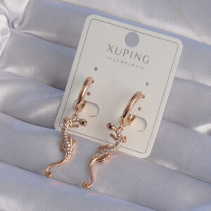 XUPİNG Rose Renk Zirkon Taşlı Kertenkele Model Halka Küpe BKP9368