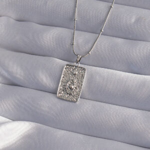 316L Çelik Zincir Gümüş Renk Lazer İşlemeli Göz Figür Tarot Kolye BKO9018