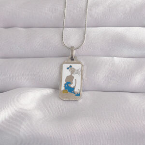 316L Çelik Gümüş Renk Beyaz Mineli Kız Figür Tarot Kolye BKO9049