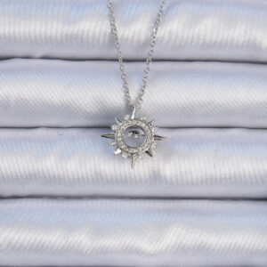 316L Çelik Zincir Gümüş Renk Zirkon Taşlı Parlayan Yıldız Kolye BKO9084