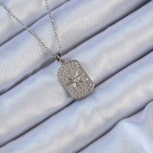 316L Çelik Zincir Gümüş Renk Zirkon Taşlı Kutup Yıldızlı Vintage Kolye BKO9124