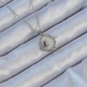 316L Çelik Gümüş Renk Zirkon Taşlı Mineli Kutup Yıldızı Kolye BKO9148