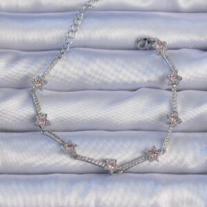 Vip Seri Pirinç Gümüş Renk Zirkon Taşlı Halley Yıldız Model Bileklik BB6300