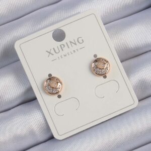 Xuping Rose Renk Zirkon Taşlı Yansımalı Oval Küpe BKP9414