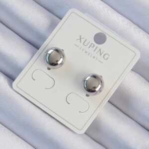 Xuping Gümüş Renk Minimal Bombeli Oval Küpe BKP9453