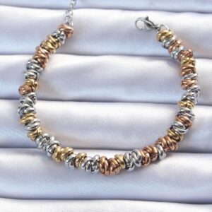 316L Çelik Karışık Renkli İç İçi Geçmeli Bombeli Bileklik BB6323