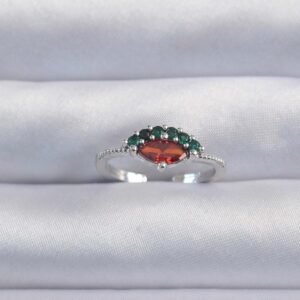 Pirinç Gümüş Renk Renkli Zirkon Taşlı Ayarlanabilir Karpuz Model Yüzük BYK3294