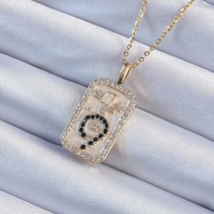 316L Çelik Zincir Altın Renk Zirkon Taşlı Minimal Papatya Figürlü Tarot Kolye BKO9223