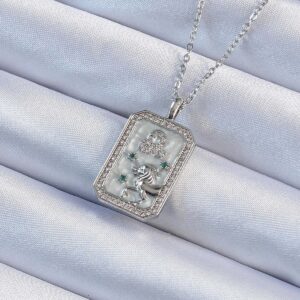 316L Çelik Zincir Gümüş Renk Zirkon Taşlı Aslan Figürlü Tarot Kolye BKO9226