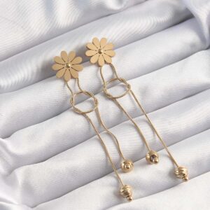 316L Çelik Altın Renk Sallantılı Düğüm Model Papatya Küpe BKP9497