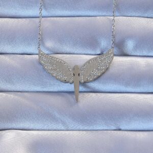 316L Çelik Gümüş Renk Zirkon Taşlı Mikail Kolye BKO9264