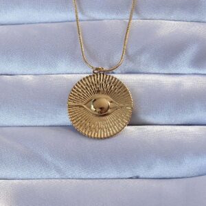 316L Altın Renk İşlemeli Göz Kolye BKO9276