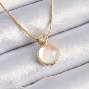 316L Çelik Gold Renk Beyaz Sedefli Vintage Kadın Kolye BKO9328