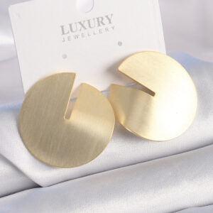 Pirinç Gold Renk Daire Plaka Model Kadın Küpe BKP9525