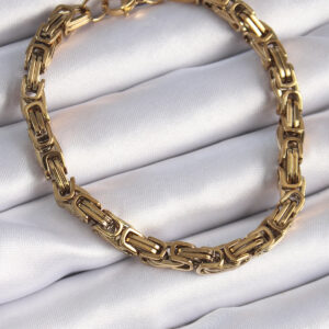 Kalbinle 316L Çelik Gold Renk Kral Zincir Model Erkek Bileklik EB3693
