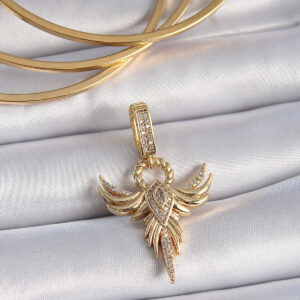 Pirinç Gold Renk Zirkon Taşlı Anka Kuşu Model Ajda Charm BC1005