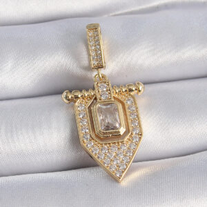 Pirinç Gold Renk Baget Zirkon Taşlı Ajda Charm BC1011