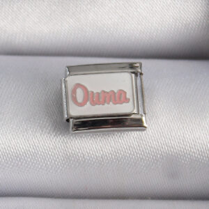 316L Çelik Gümüş Renk Beyaz Pembe Ouma İşlemeli Nomination Charm BC1027