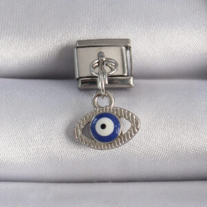 316L Çelik Gümüş Renk Sallantılı Göz Figür Nazar Boncuk Detay Nomination Charm BC1044