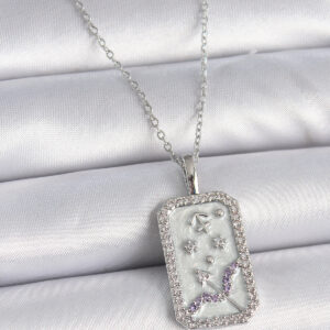 316L Çelik Gümüş Renk Zincir Yay Burcu Zirkon Taşlı Kadın Kolye BKO9450