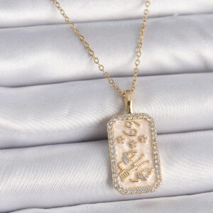 316L Çelik Gold Renk Zincir Yengeç Burcu Zirkon Taşlı Kadın Kolye BKO9467