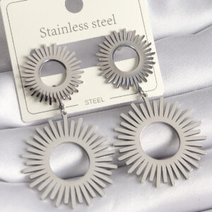 316L Çelik Gümüş Renk Sallantı Güneş Model Kadın Küpe BKP9711