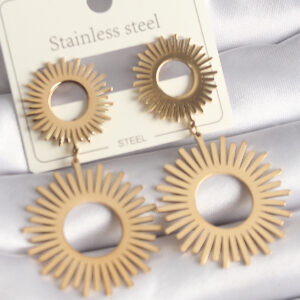 316L Çelik Gold Renk Güneş Model Kadın Küpe BKP9712