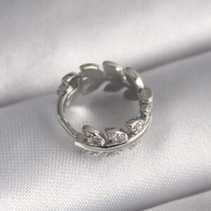 316L Çelik Gümüş Renk Zirkon Taşlı Yaprak Model Tragus Piercing PR1303